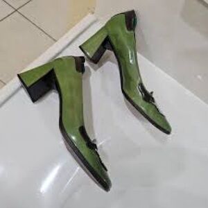 Prada Elegant Green Women's Block Heel Shoes